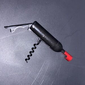 Black and Red Corkscrew Bottle Opener wine bottle shape